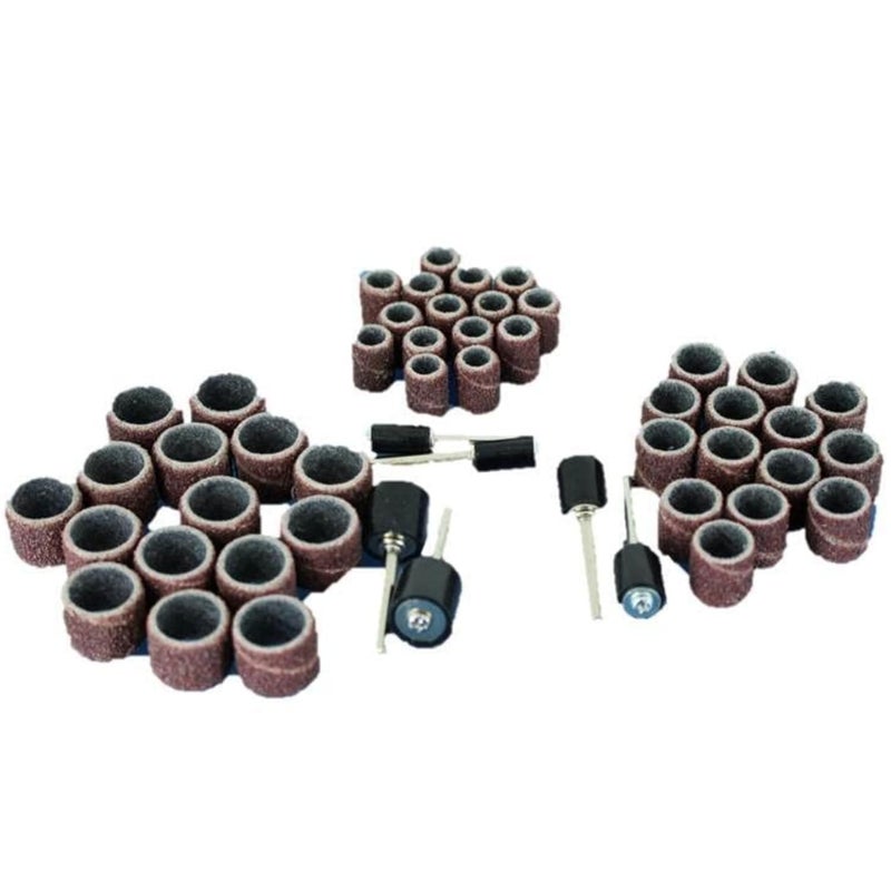 T-MAX 51 pc Mixed Size 1/4 Inch 3/8 Inch 1/2 Inch Sand Drum 60 Grit Coarse with 1/8 Inch Mandrels for Dremel Rotary Tools - Image 1
